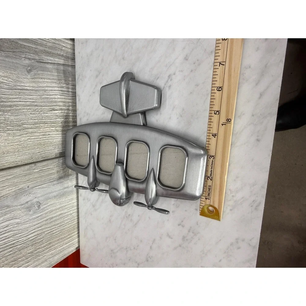 Malden Airplane Picture Frame Silver Metallic 4 Opening Aviation Decor 485-40